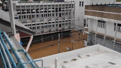 Flooded street seen from above
